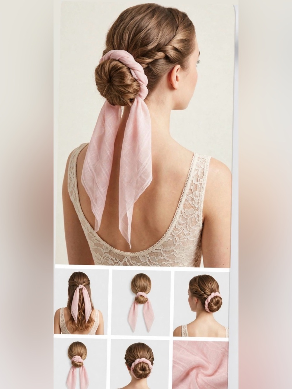 Universal Thread Delicate Pink Scarf Hair Tie for Women - Soft Ribbon Scrunchie